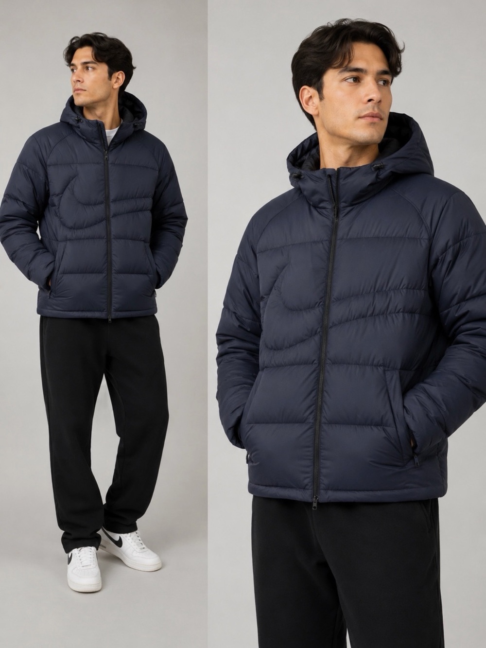 Nike Therma-FIT Men’s Hooded Puffer Jacket – Navy Blue Winter Coat Size L NWT